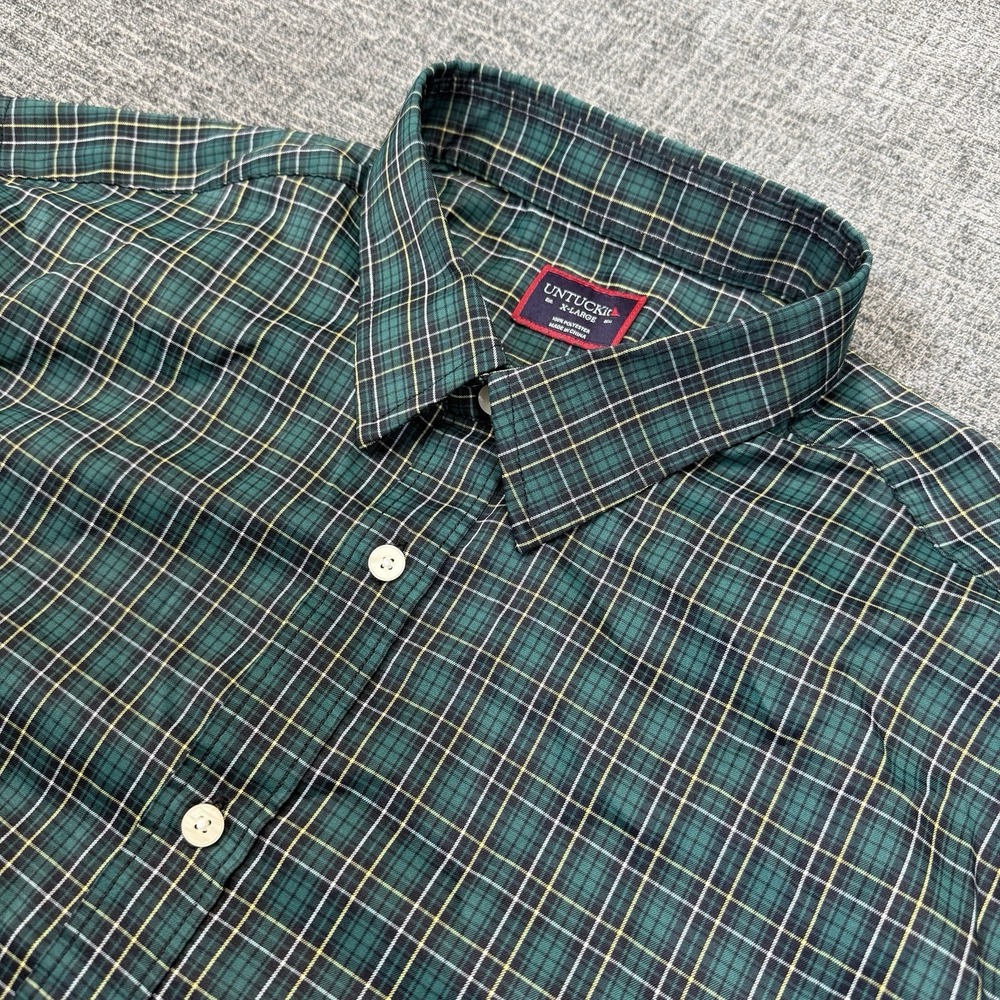 UNTUCKit Norante Shirt Men's XL Green Plaid Long Sleeve Button Up‎ Performance